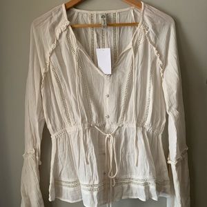 Off White Boho Blouse-new w/ tags